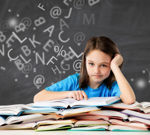 Girl with dyslexia experiencing anxiety over reading